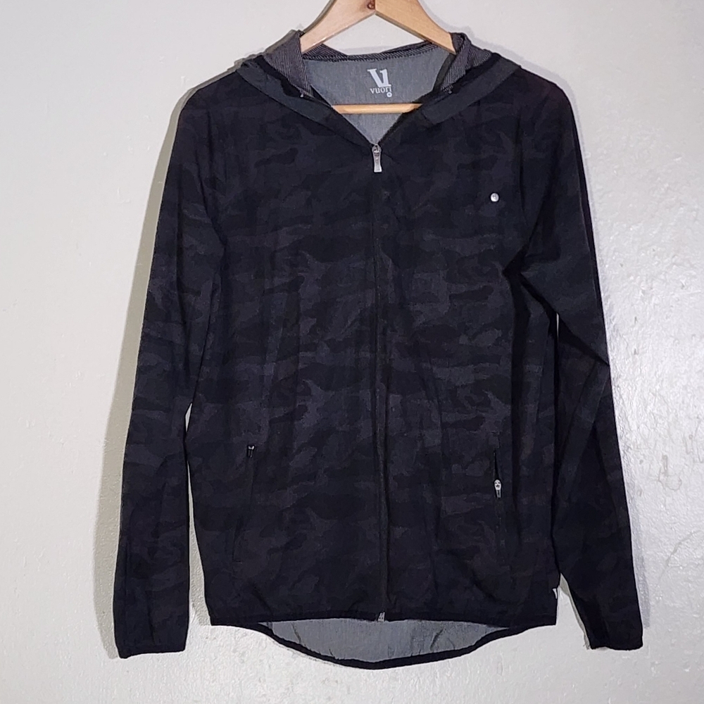 Vuori Black Charcoal Camo Zip Hoodie all weather medium